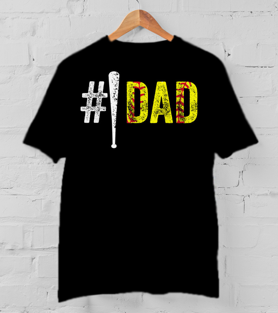 1 Dad Number One Softball Fan Dad T-Shirt
