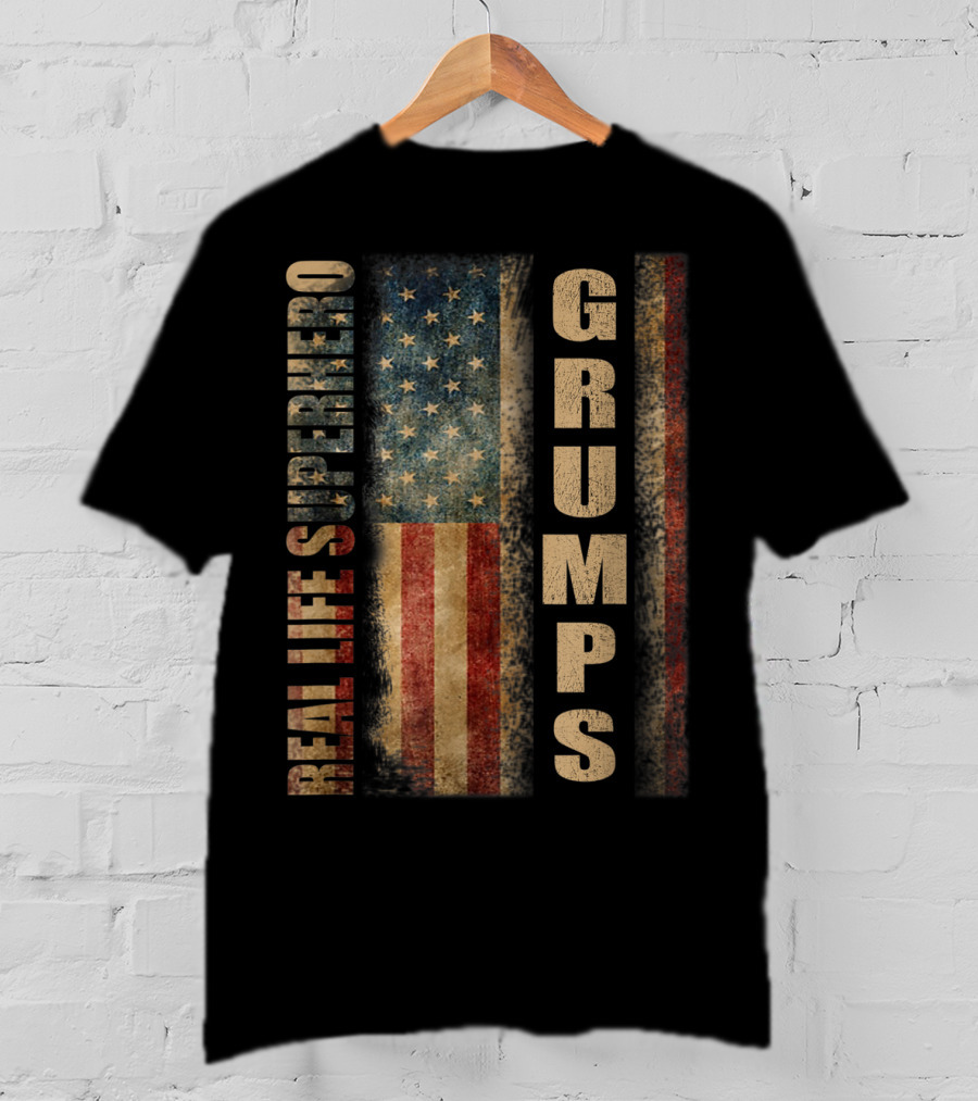 Real Life Superhero Grumps America Flag Mens T-Shirt