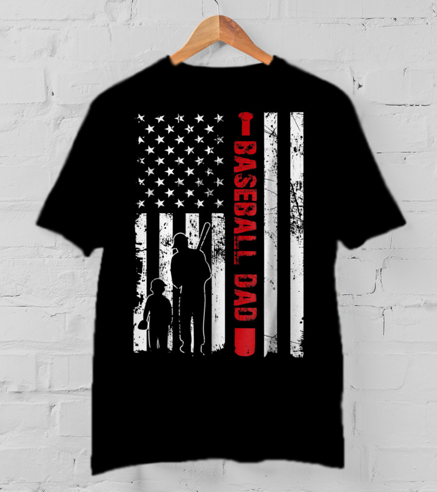 American Flag Baseball Dad Father's Day USA Sports T-Shirt