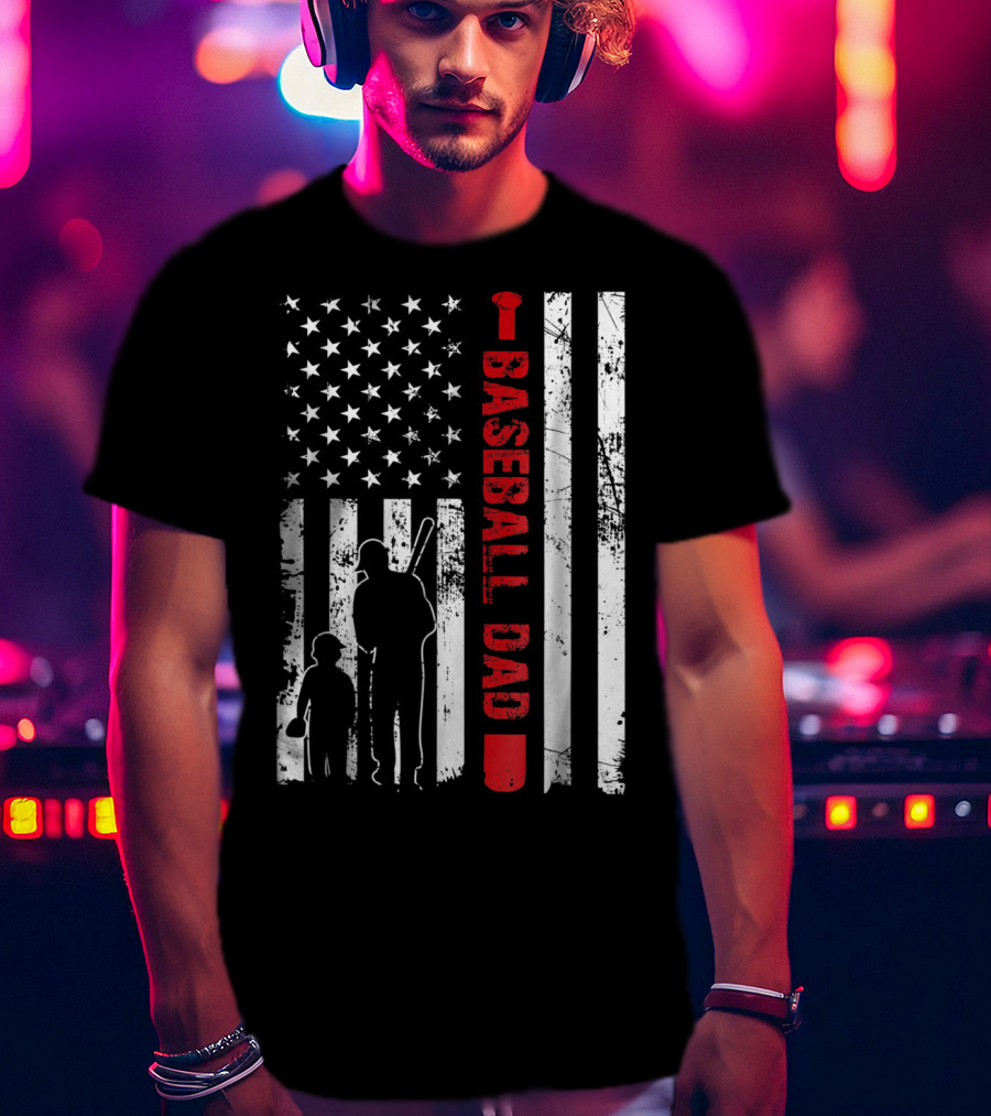 American Flag Baseball Dad Father's Day USA Sports T-Shirt