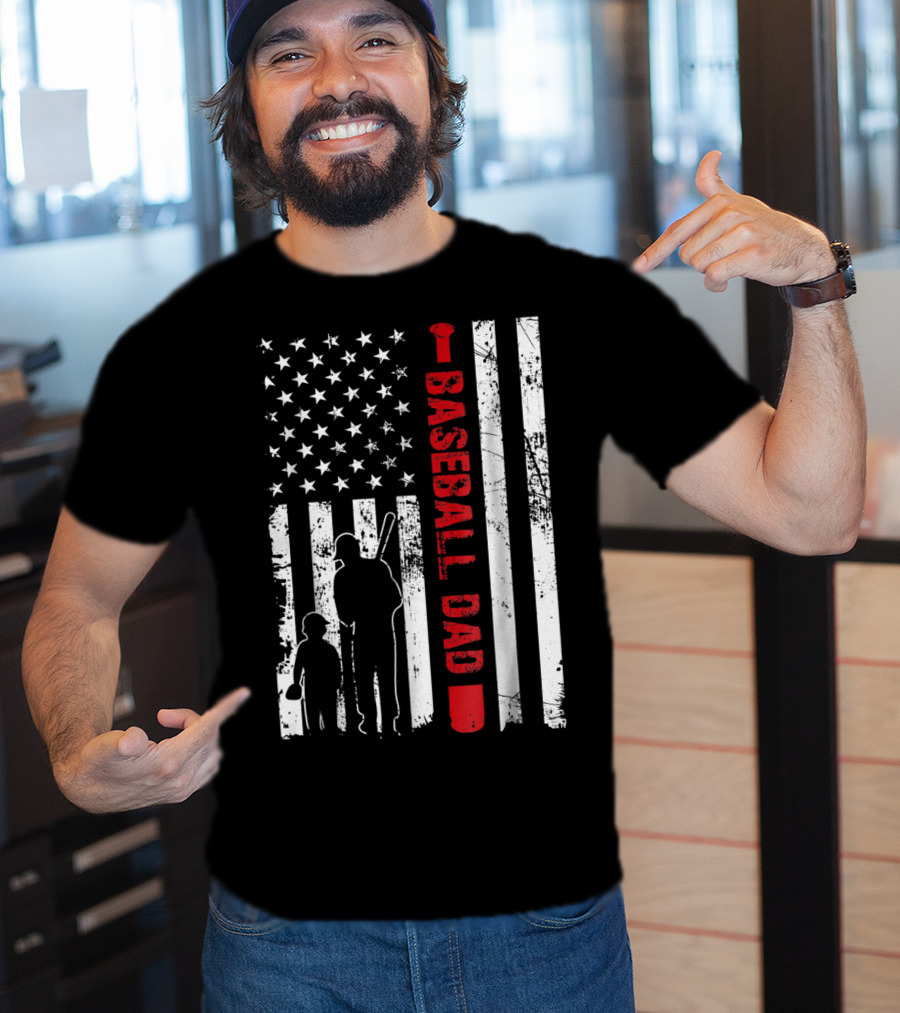 American Flag Baseball Dad Father's Day USA Sports T-Shirt