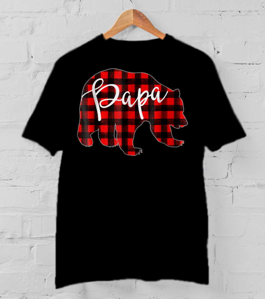 Papa Bear Red Plaid Matching Family Mens T-Shirt