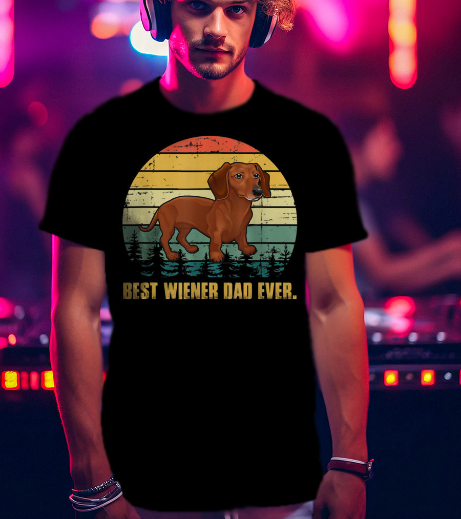 Best Wiener Dad Ever Mens Vintage Dachshund T-Shirt