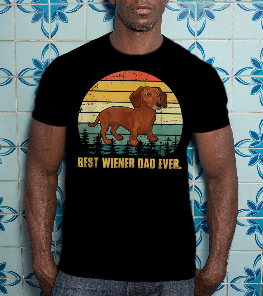 Best Wiener Dad Ever Mens Vintage Dachshund T-Shirt