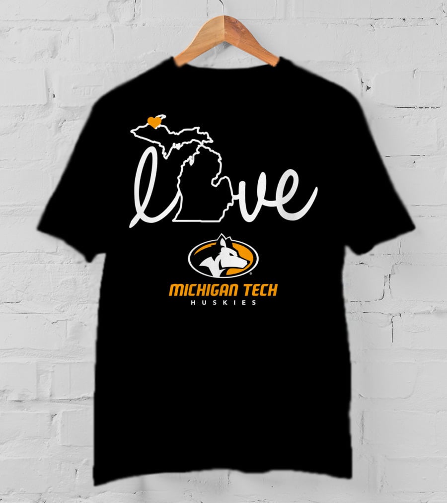 Love Michigan Tech Huskies State Map Iconic T-Shirt