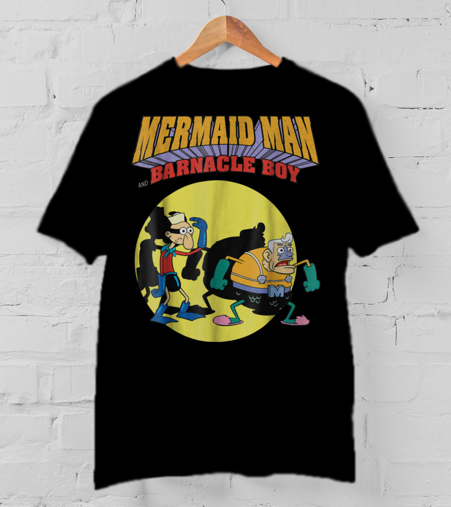 Mermaid Man And Barnacle Boy Nickelodeon Spongebob SquarePants Vintage Comic T-Shirt