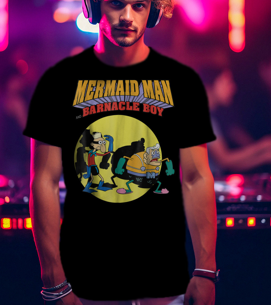 Mermaid Man And Barnacle Boy Nickelodeon Spongebob SquarePants Vintage Comic T-Shirt