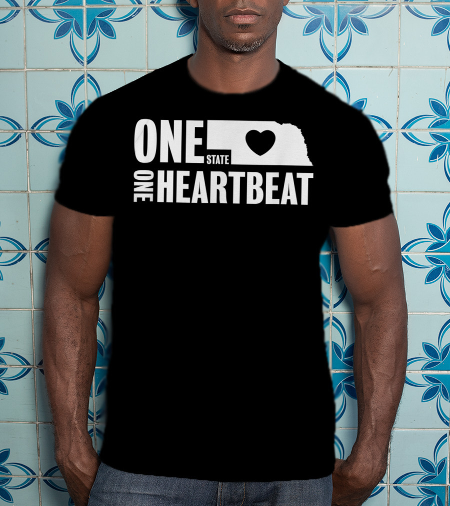 Nebraska One State One Heartbeat Map Heart T-Shirt