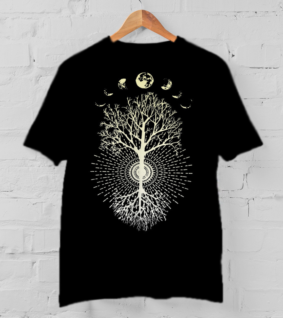 Phases Of The Moon Tree With Radiating Symmetry And Branches T-Shirt