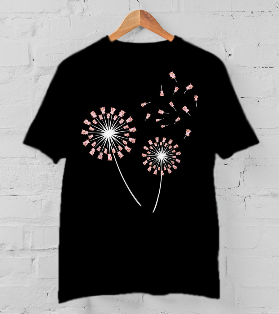 Pig Dandelion Blossoms Transforming With Whimsical Breeze T-Shirt