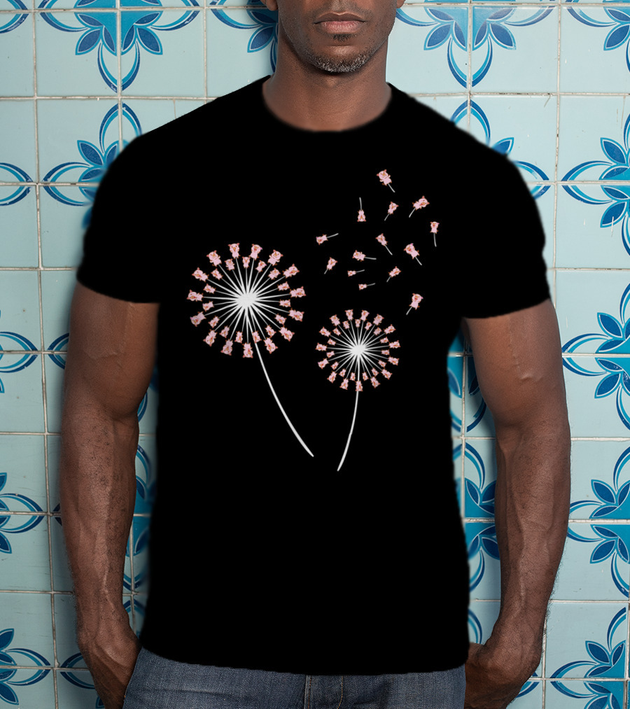 Pig Dandelion Blossoms Transforming With Whimsical Breeze T-Shirt