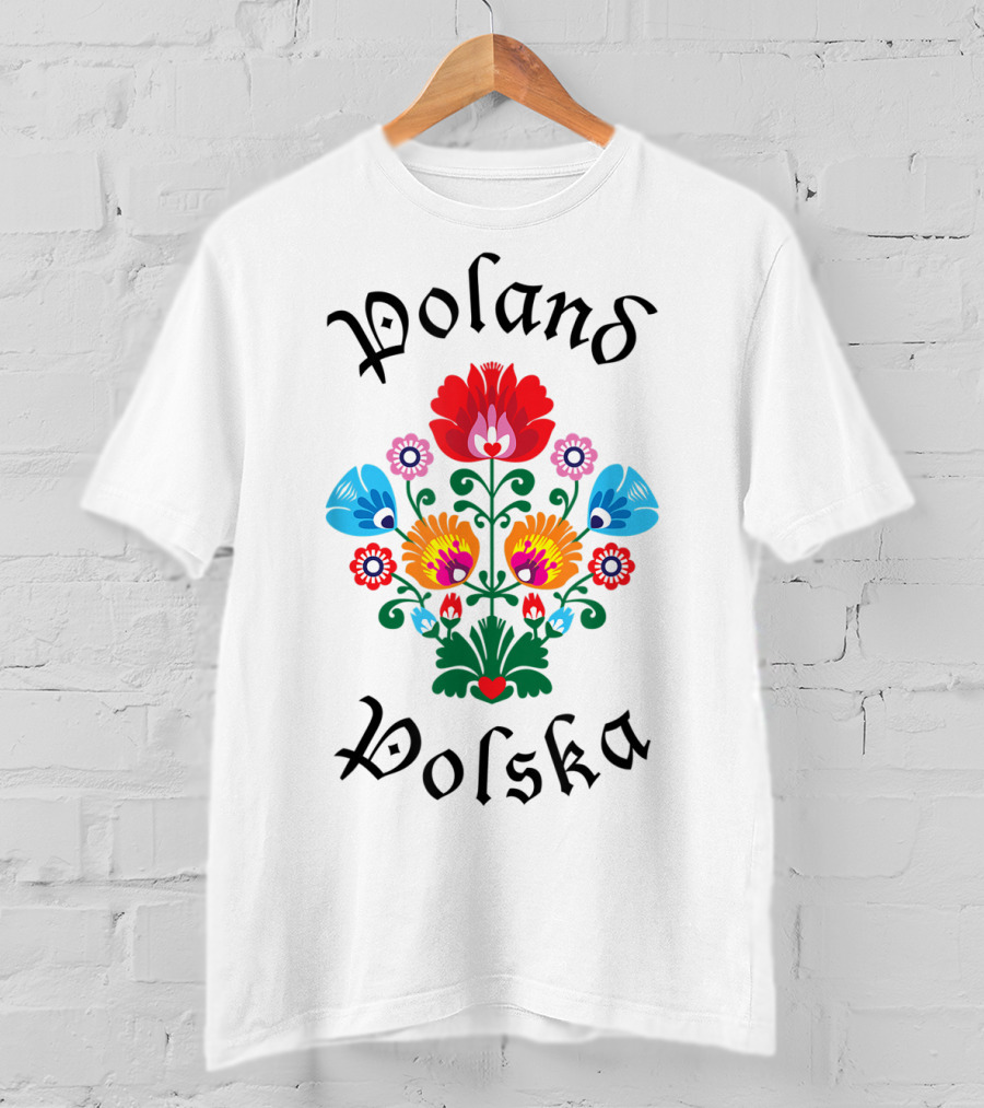 POLAND Folk Flowers WYCINANKI Polska Polish Fest Floral T-Shirt