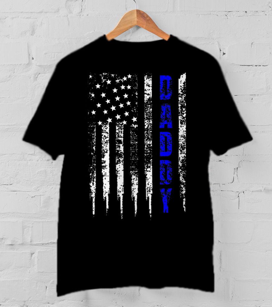 Police Daddy Blue Line USA Flag T-Shirt