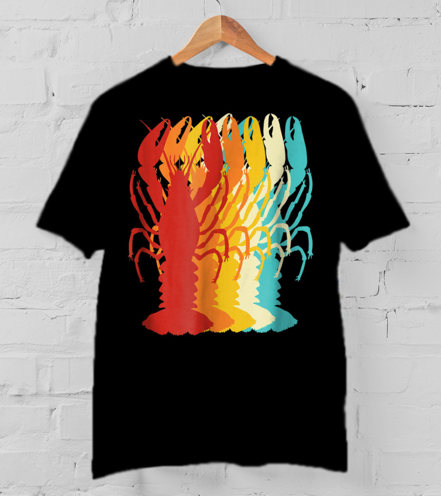 Retro Crawfish Rainbow Cajun Crayfish Novelty T-Shirt