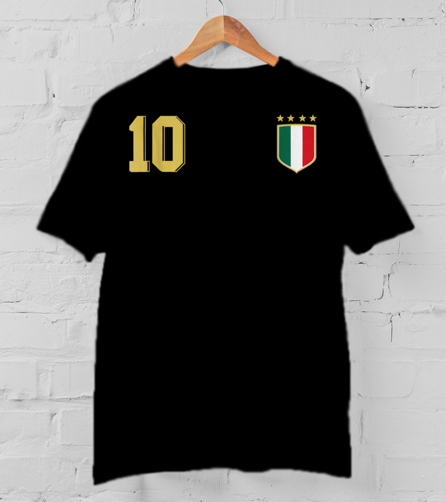Italia Retro Soccer Jersey Italy Football 10 Crest Stars T-Shirt