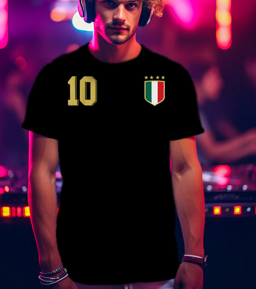 Italia Retro Soccer Jersey Italy Football 10 Crest Stars T-Shirt