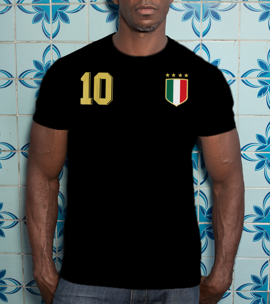 Italia Retro Soccer Jersey Italy Football 10 Crest Stars T-Shirt