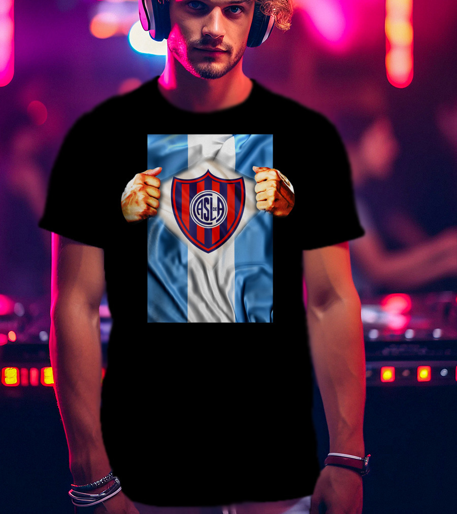 San Lorenzo Heartbeat ASL De Football Soccer Fans Logo Emblem T-Shirt