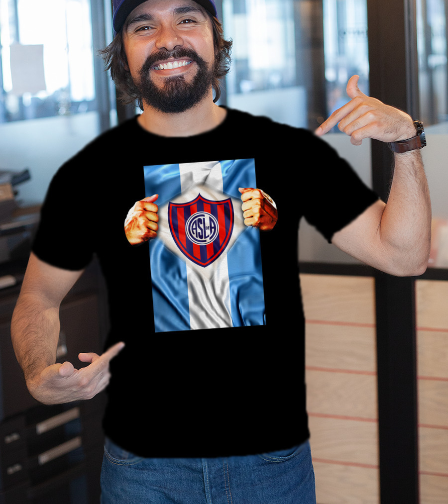 San Lorenzo Heartbeat ASL De Football Soccer Fans Logo Emblem T-Shirt