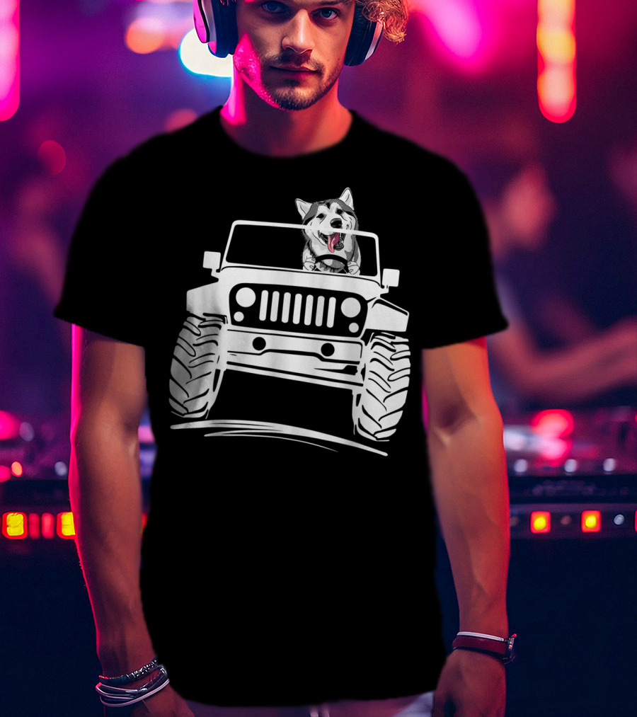 Siberian Husky Off-Road Adventure Jeep Enthusiasts T-Shirt