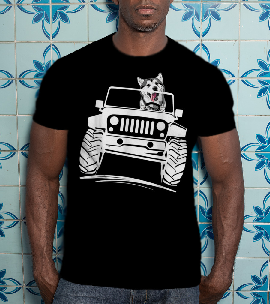 Siberian Husky Off-Road Adventure Jeep Enthusiasts T-Shirt