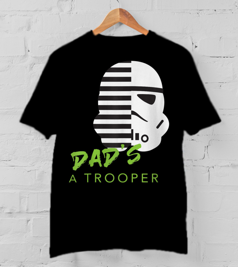 Star Wars Stormtrooper Dad's A Trooper Black And White Helmet T-Shirt