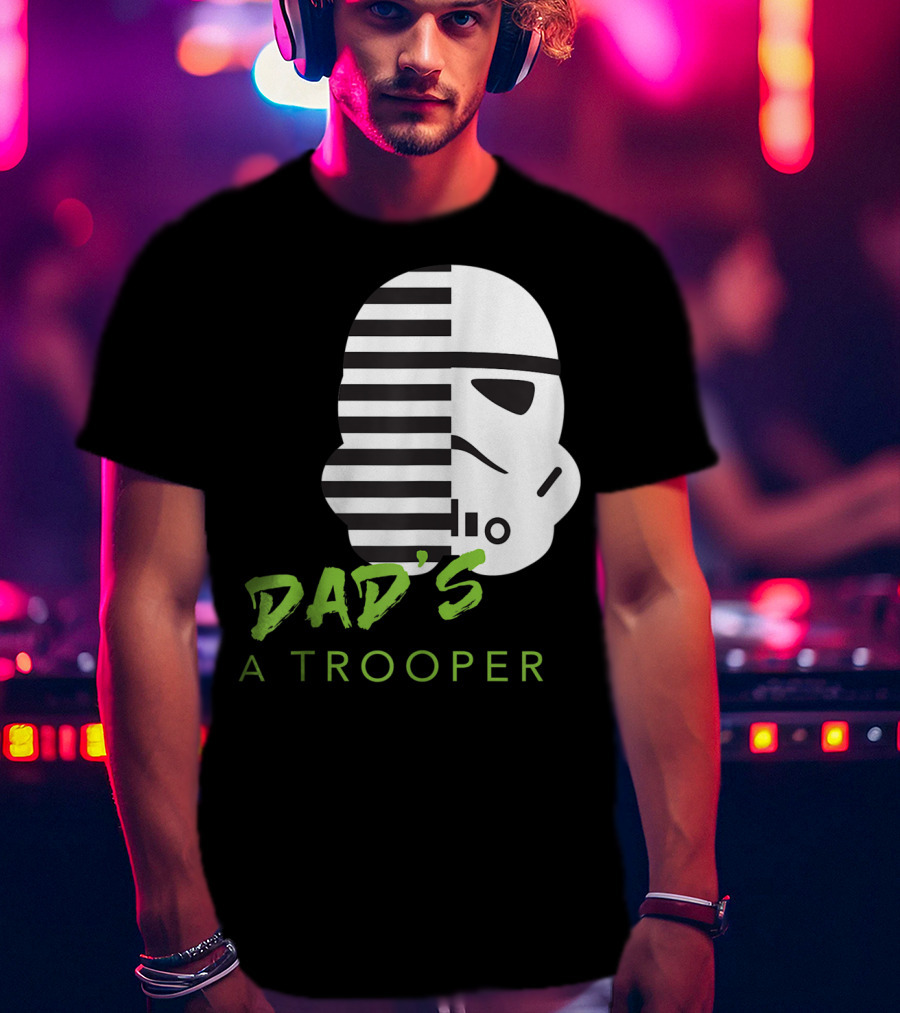 Star Wars Stormtrooper Dad's A Trooper Black And White Helmet T-Shirt