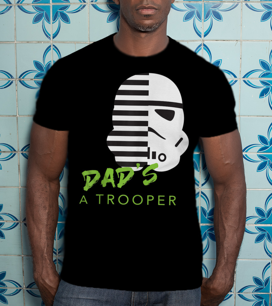 Star Wars Stormtrooper Dad's A Trooper Black And White Helmet T-Shirt
