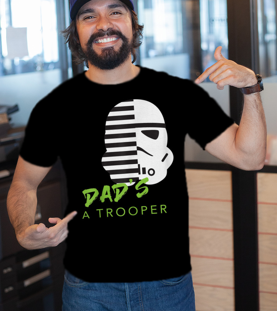 Star Wars Stormtrooper Dad's A Trooper Black And White Helmet T-Shirt