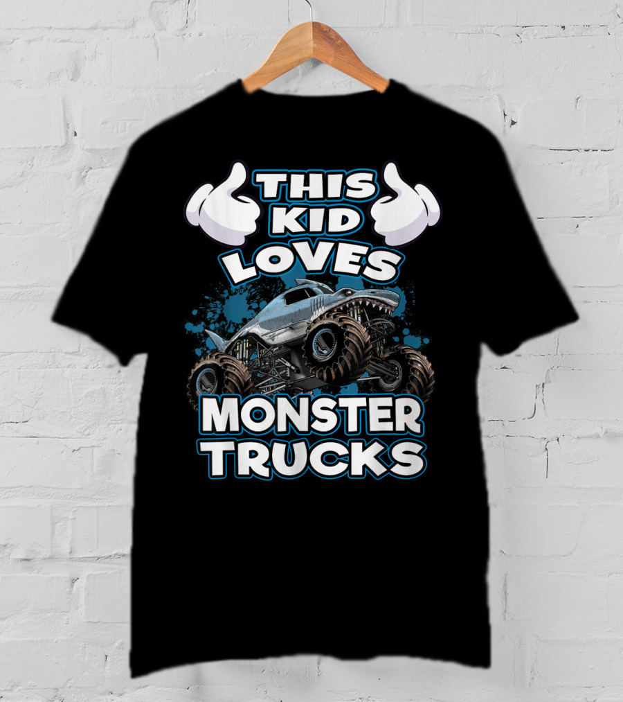This Kid Loves Monster Trucks And Shark-Themed Off-Road Vehicles T-Shirt