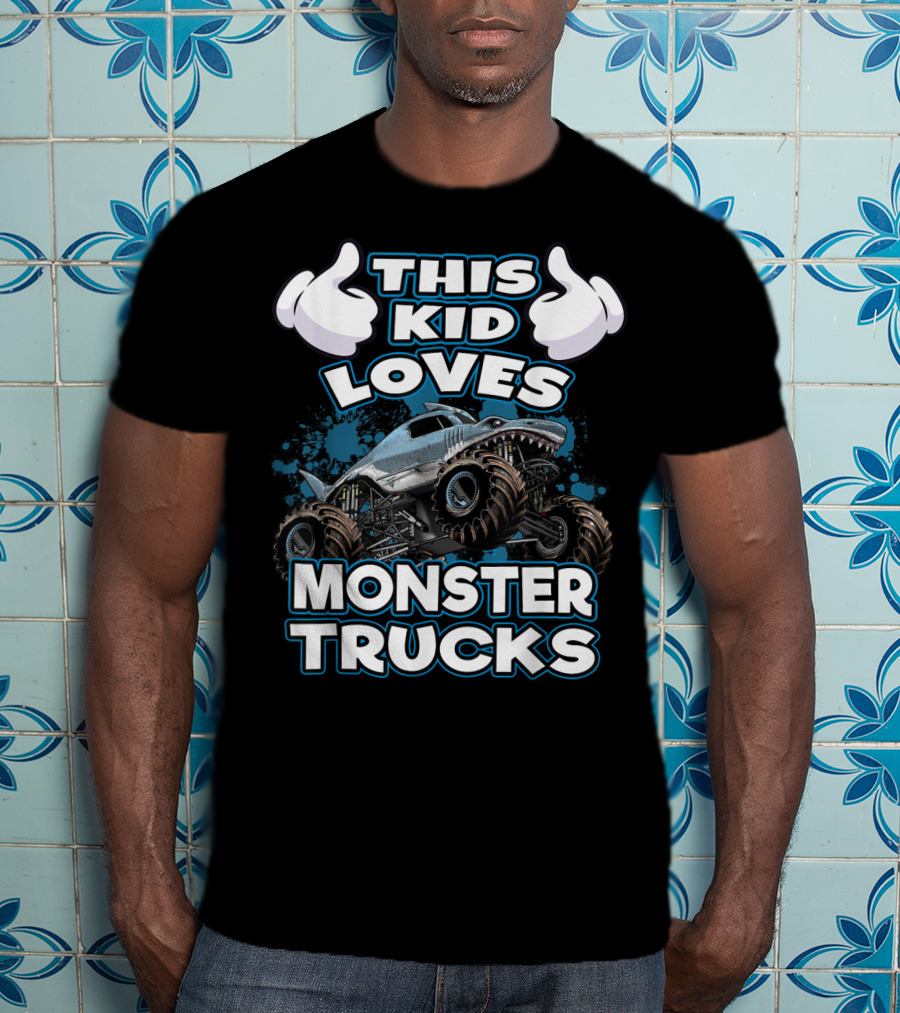 This Kid Loves Monster Trucks And Shark-Themed Off-Road Vehicles T-Shirt