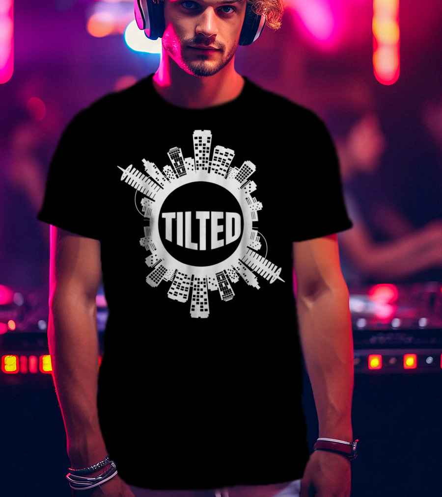 Tilted For Gamers And Gamer Girls City Skyline T-Shirt