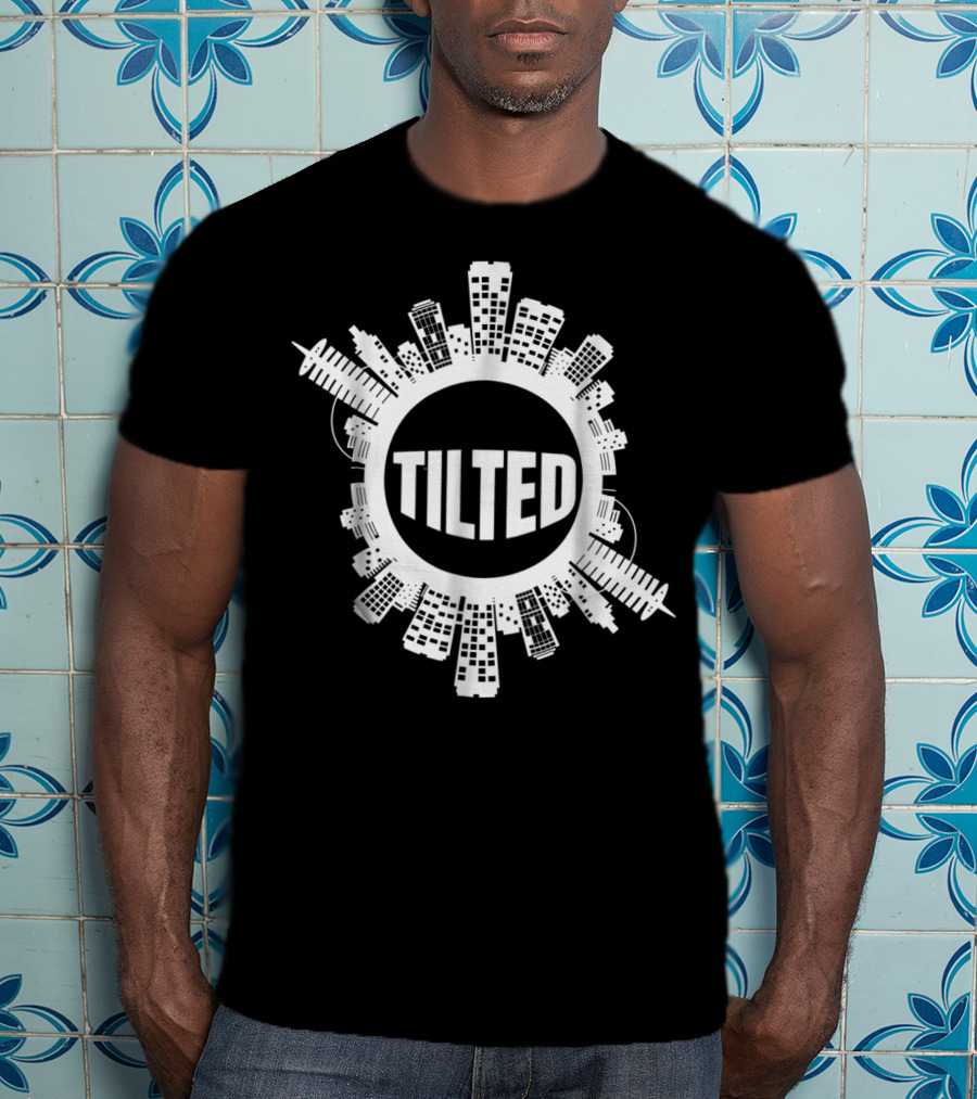 Tilted For Gamers And Gamer Girls City Skyline T-Shirt