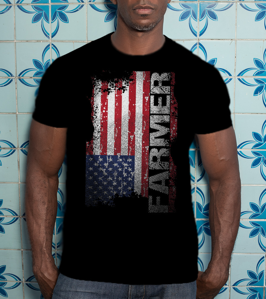USA Flag Farmer American Farmers T-Shirt