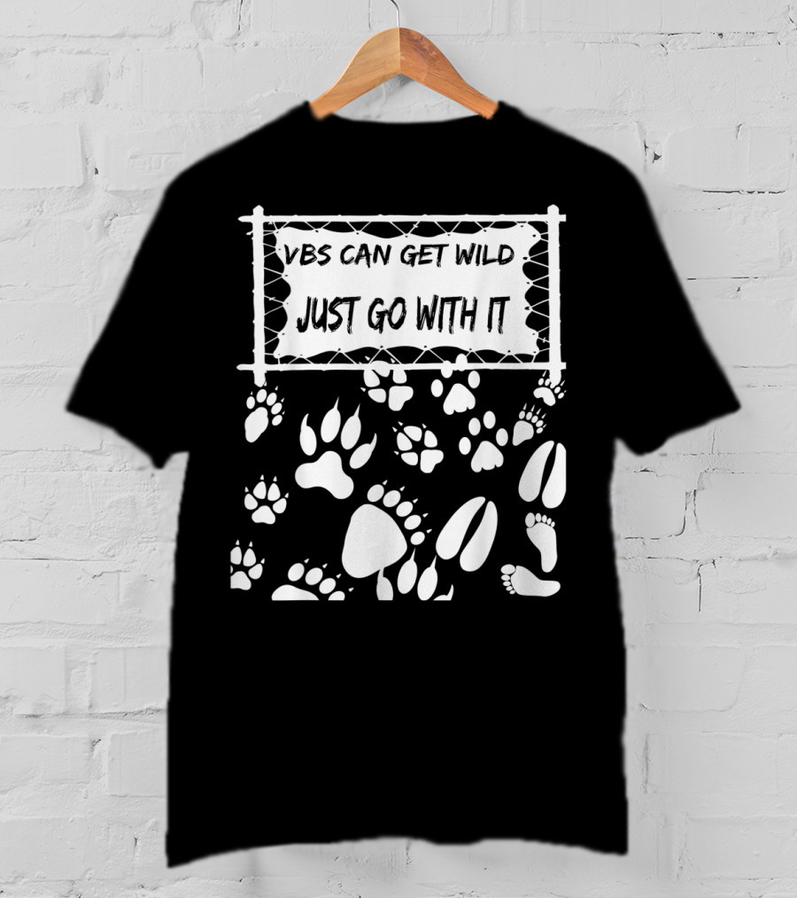 VBS Can Get Wild Just Go With It Animal Footprints Fence T-Shirt