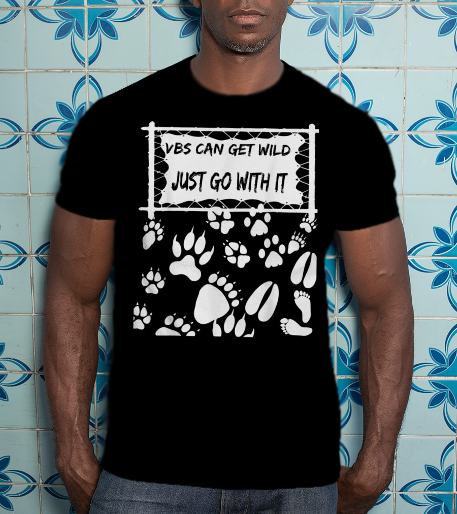 VBS Can Get Wild Just Go With It Animal Footprints Fence T-Shirt