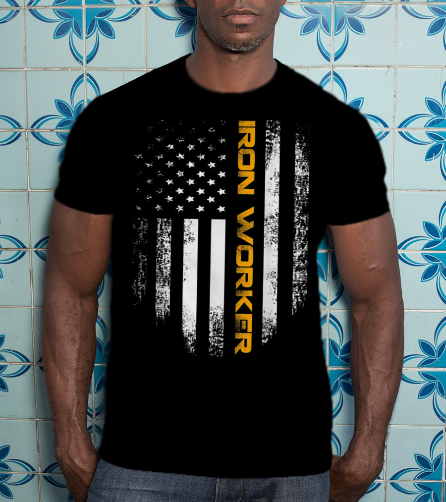 Vintage American USA Flag Iron Worker T-Shirt