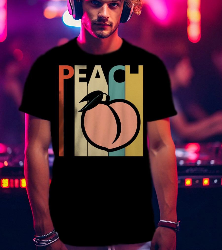 Vintage Peach Retro Fruit Emoji Peach T-Shirt
