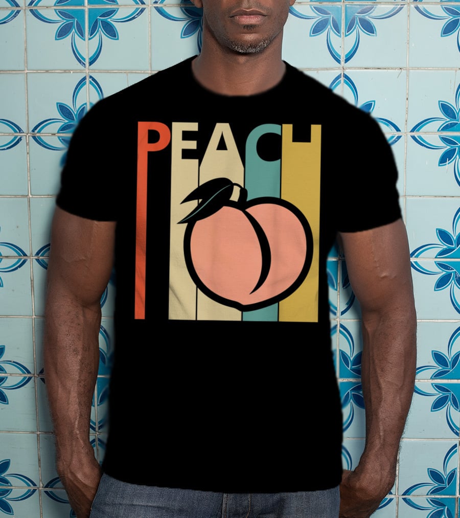 Vintage Peach Retro Fruit Emoji Peach T-Shirt