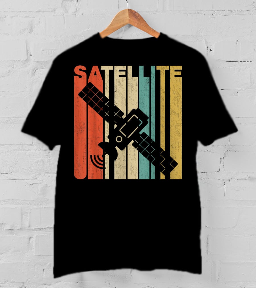 Vintage Satellite Retro Stripes Spacecraft T-Shirt