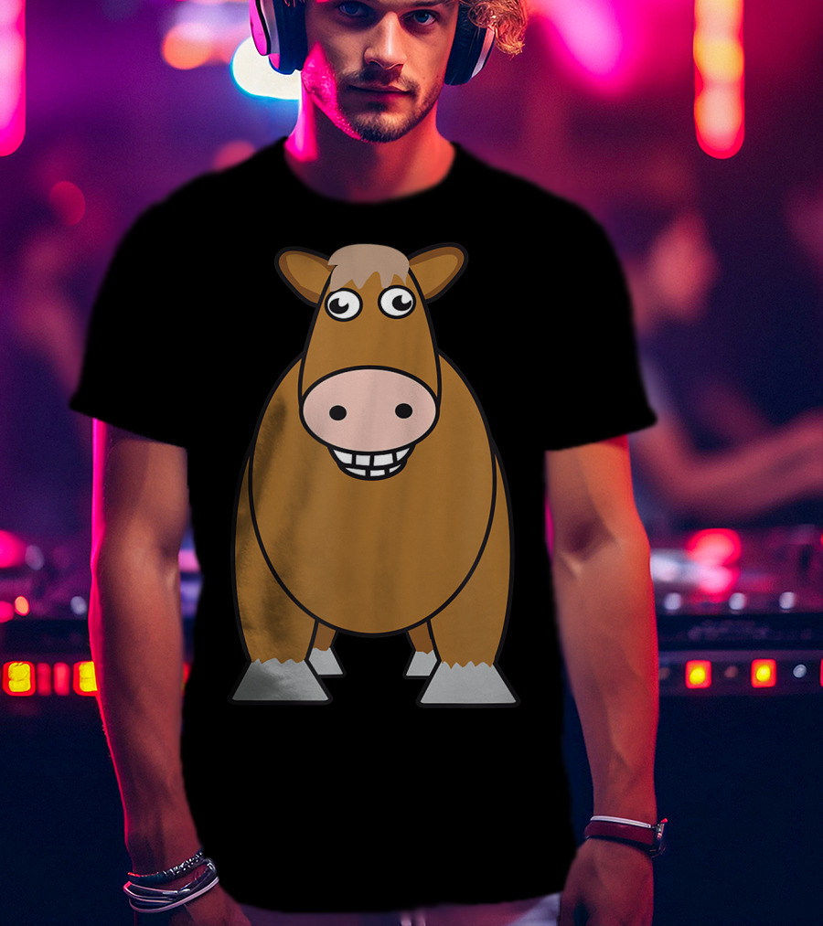 Goofy Cartoon Horse With Big Eyes And Smile T-Shirt