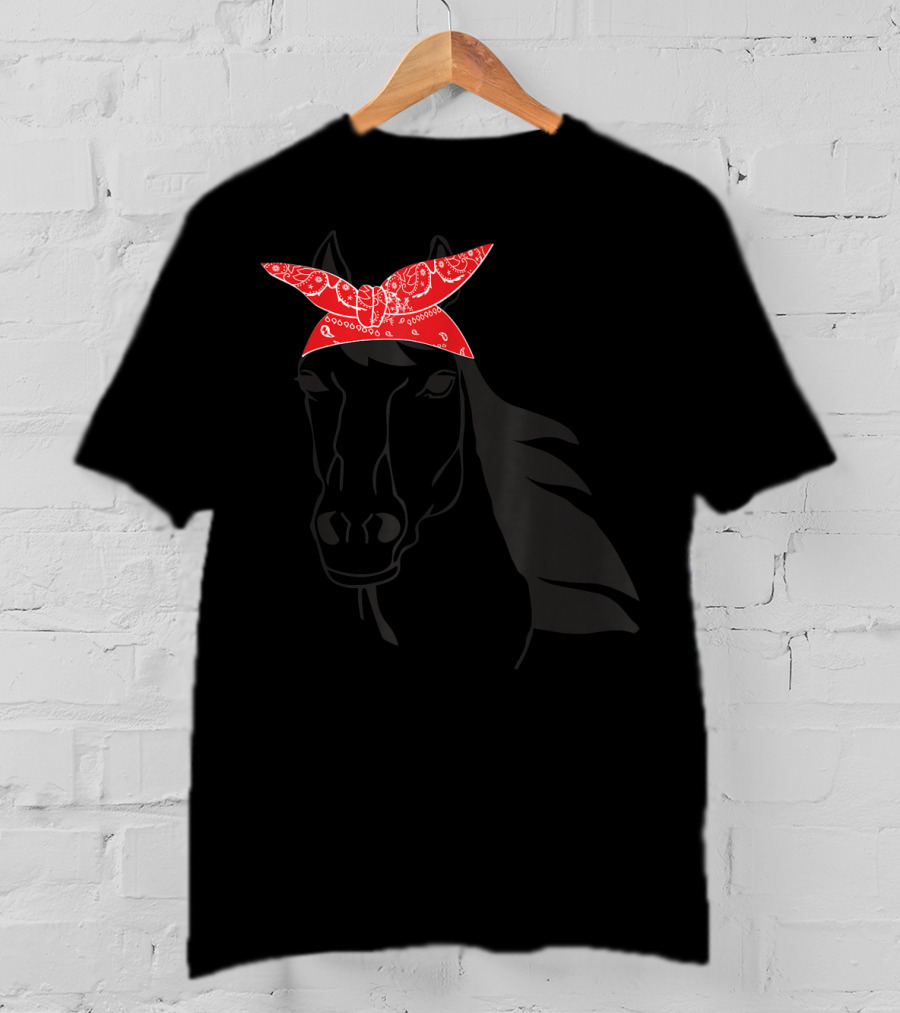 Funny Horse Lover Cowgirl Western Bandanna Red Bandana T-Shirt
