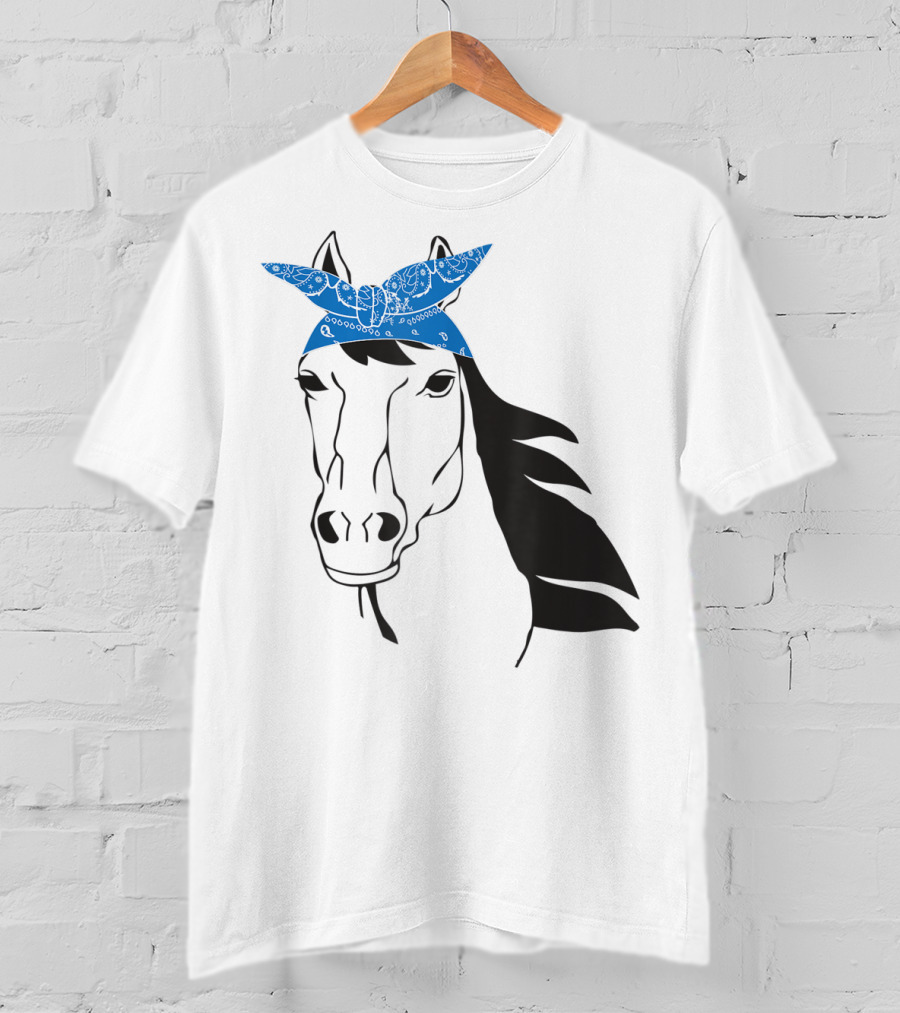 Cowgirl Horse Mom Farm Country Girl With Blue Bandana T-Shirt
