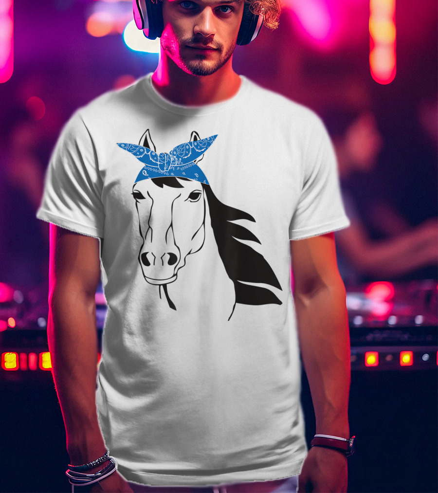 Cowgirl Horse Mom Farm Country Girl With Blue Bandana T-Shirt