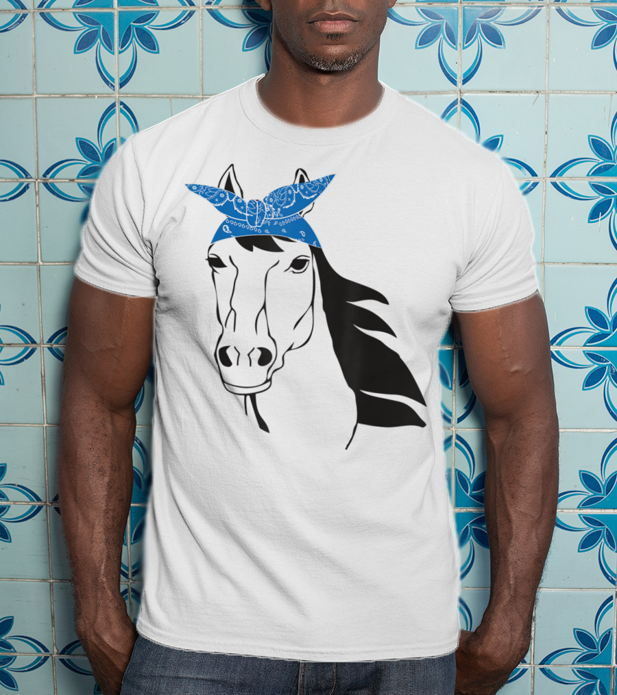 Cowgirl Horse Mom Farm Country Girl With Blue Bandana T-Shirt