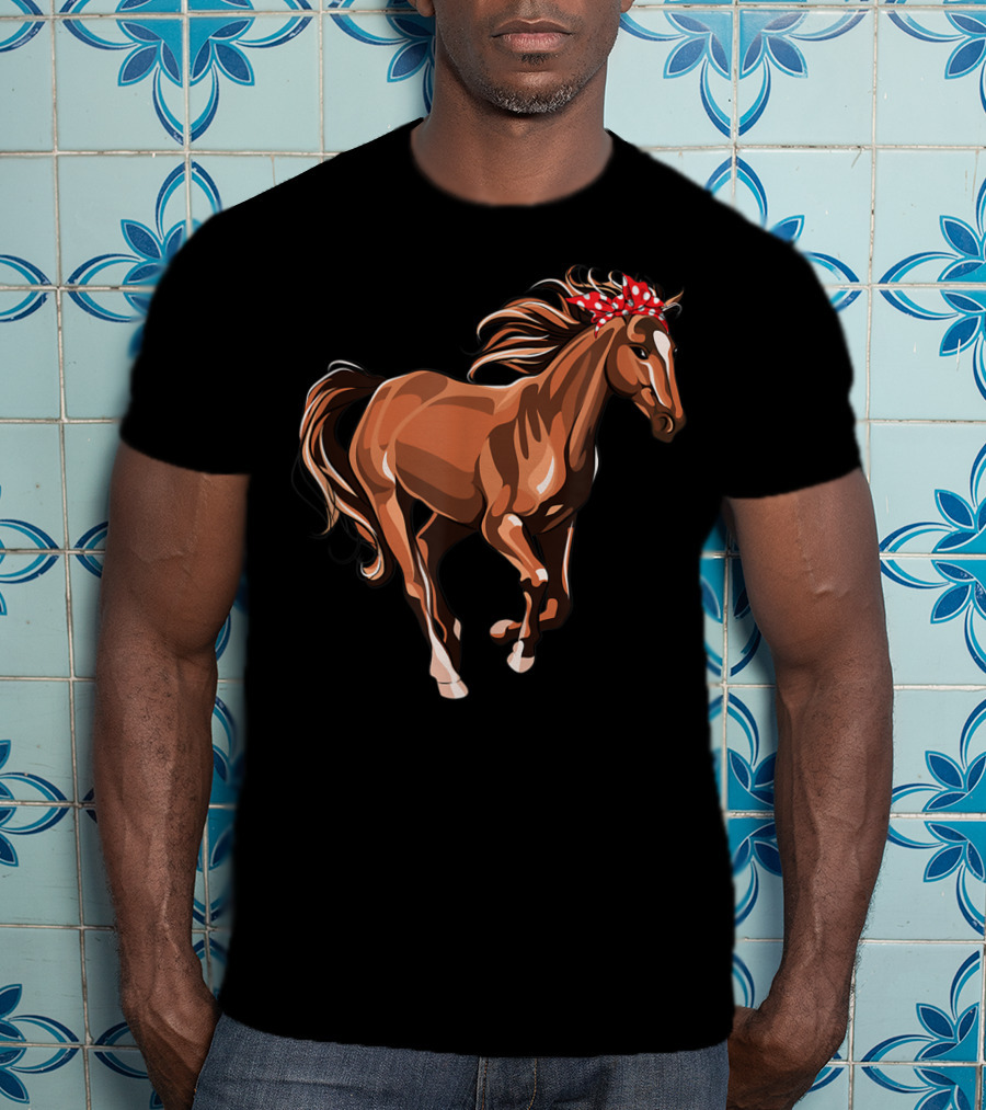 Funny Horse Mom Red Bandana T-Shirt