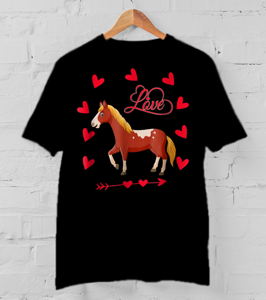 Love Heart Arrow Funny Horse Valentine's T-Shirt