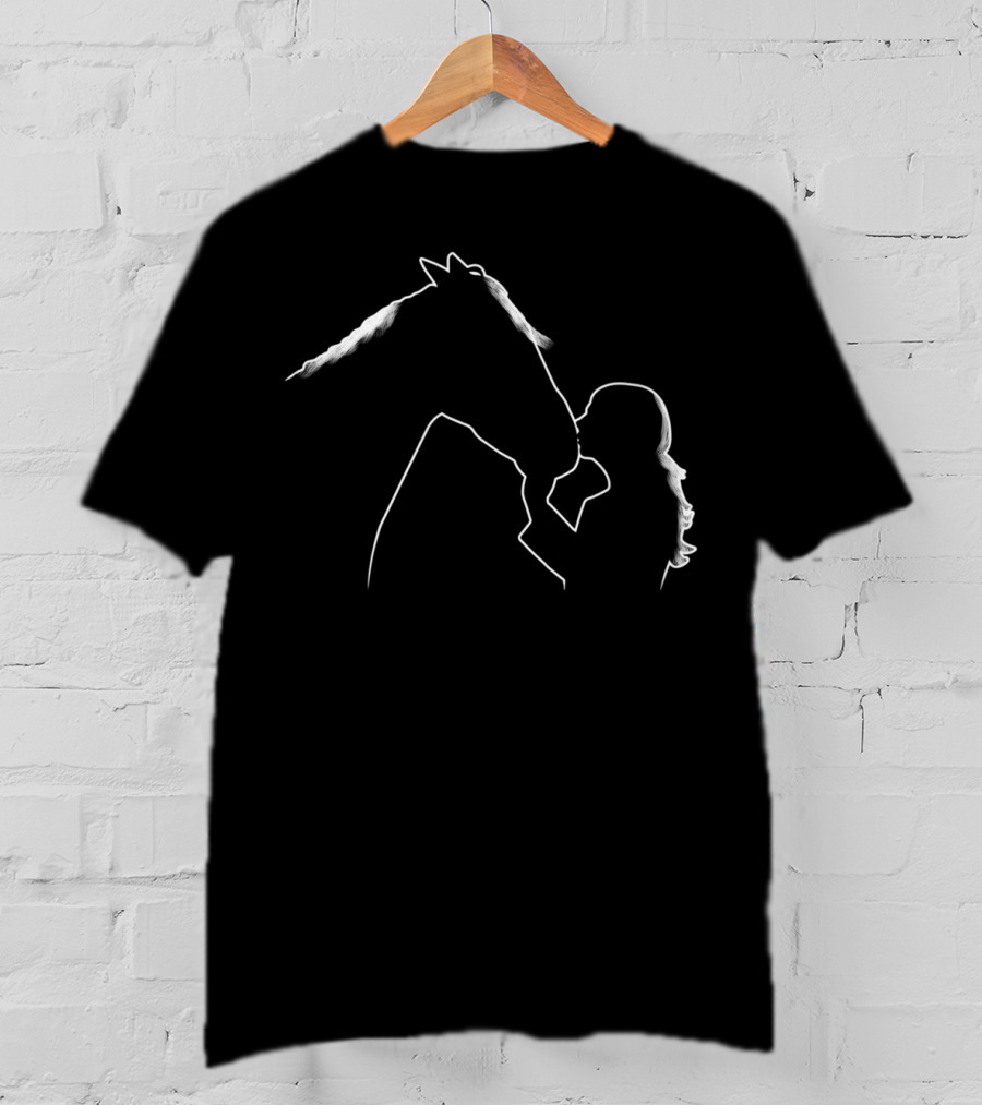 Girl Kissing Horse Silhouette For Girls Horse Lovers T-Shirt