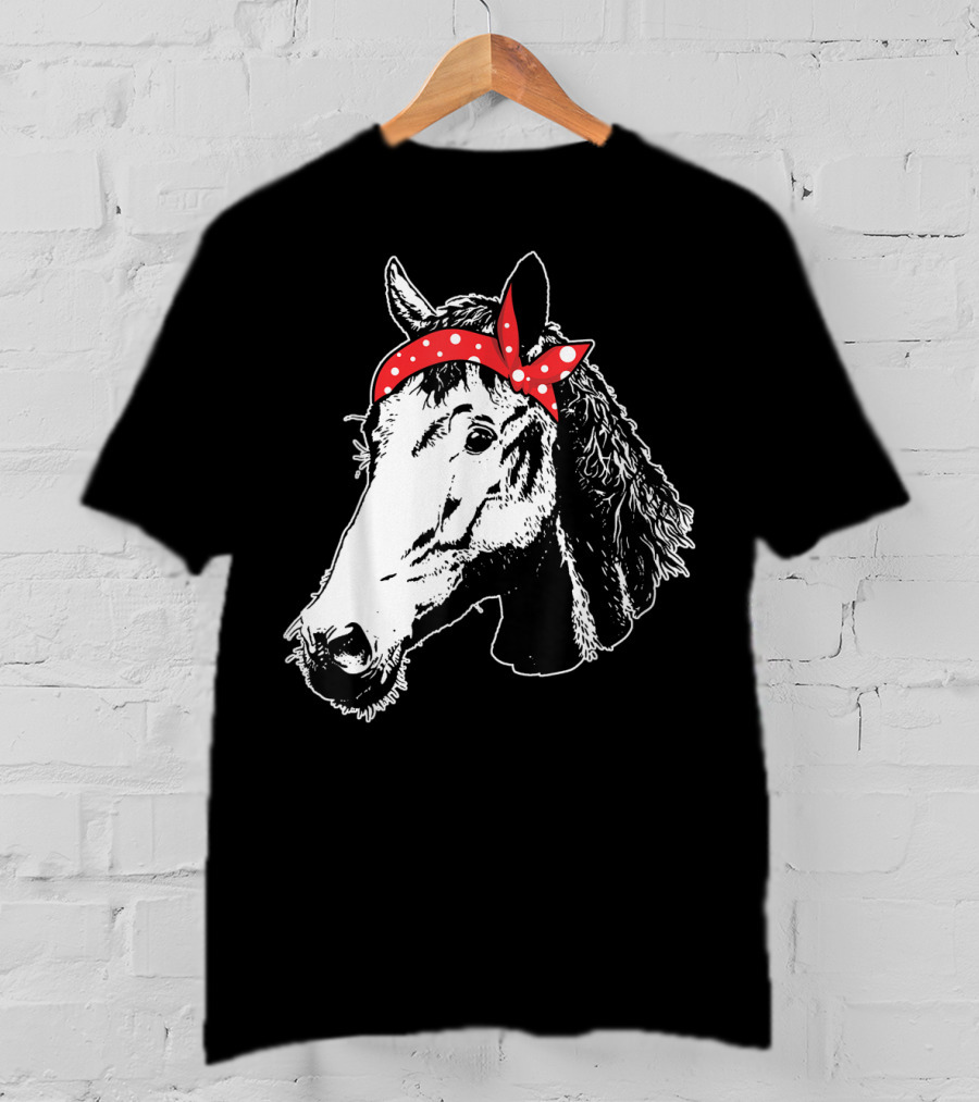 Funny Horse Red Bandana I Love Horse T-Shirt