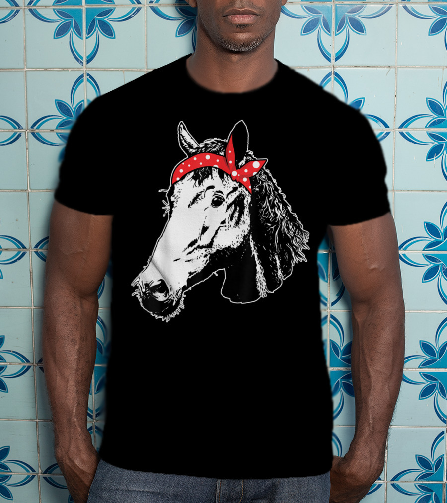 Funny Horse Red Bandana I Love Horse T-Shirt